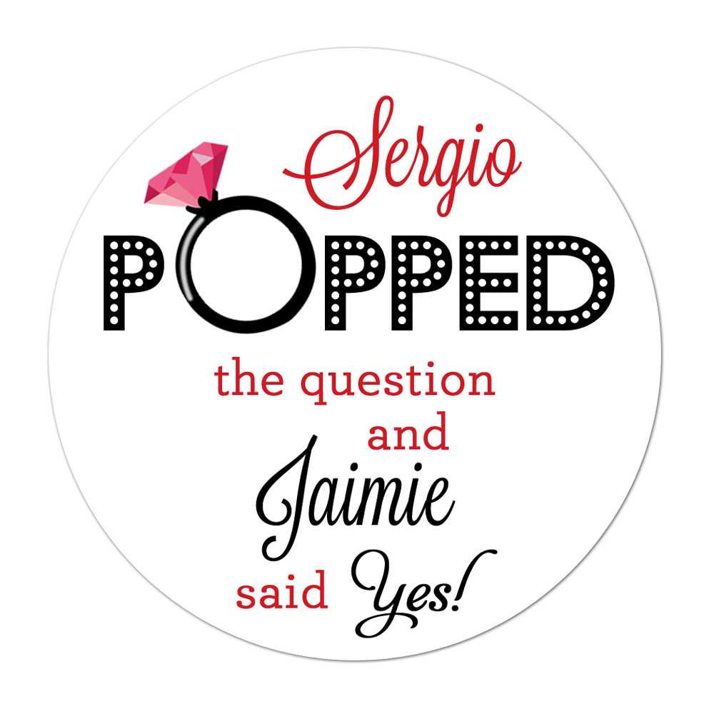Popped The Question Ring Personalized Sticker Wedding Stickers - INKtropolis