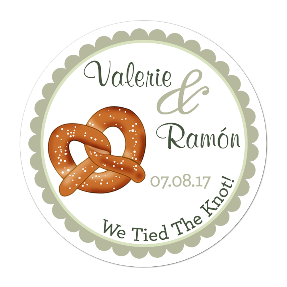 Tied The Knot Pretzel Personalized Sticker Wedding Stickers - INKtropolis