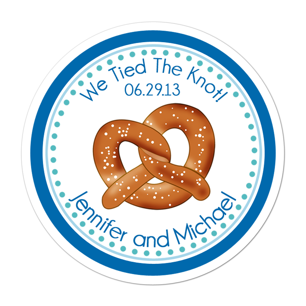 Tied The Knot Pretzel Personalized Sticker Wedding Stickers - INKtropolis