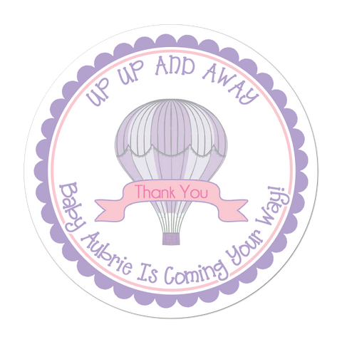 Hot Air Balloon Personalized Baby Shower Sticker