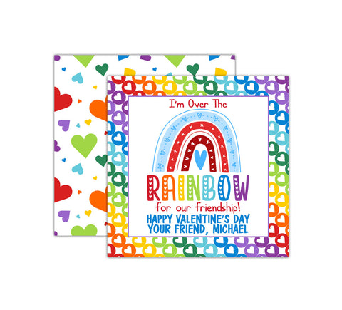 Personalized Blue Rainbow Valentine's Day Tags, Valentine Cards
