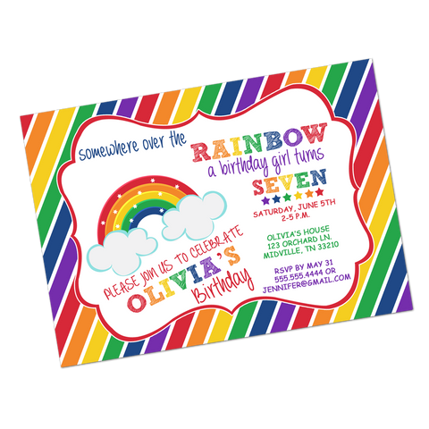 Rainbow Magic Primary Colored Digital Birthday Invitation