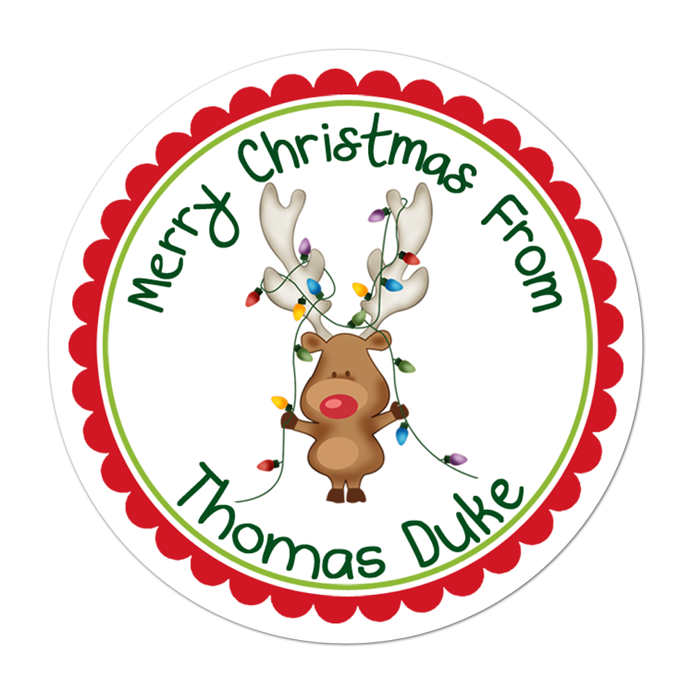 Reindeer With Lights Personalized Sticker Christmas Stickers - INKtropolis