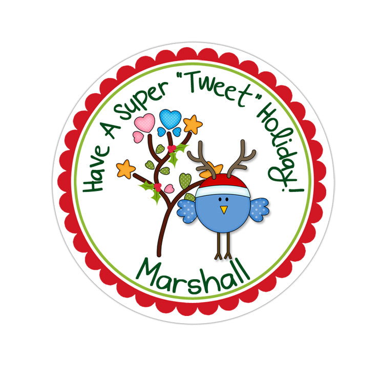 Blue Reindeer Bird Personalized Sticker Christmas Stickers - INKtropolis
