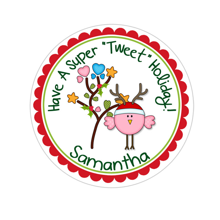 Pink Reindeer Bird Personalized Sticker Christmas Stickers - INKtropolis