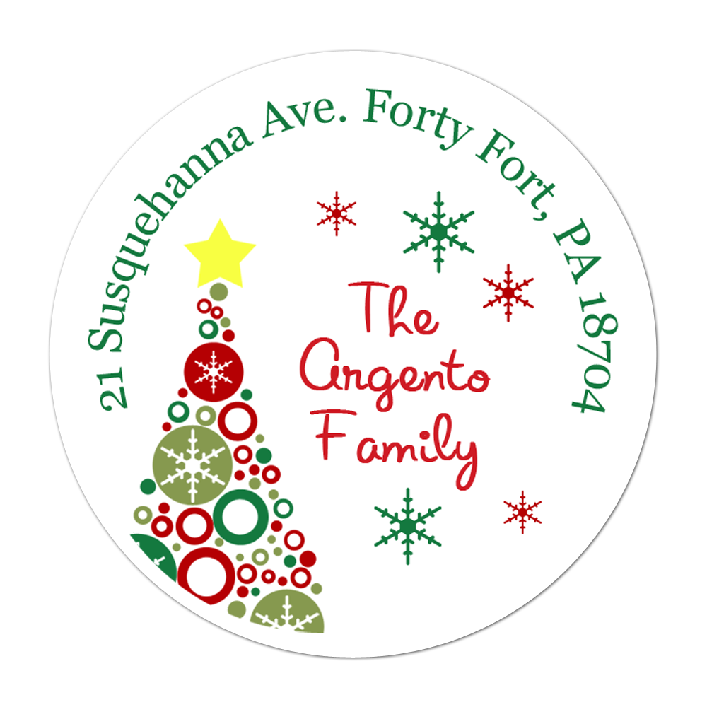 Retro Tree Personalized Sticker Christmas Stickers - INKtropolis
