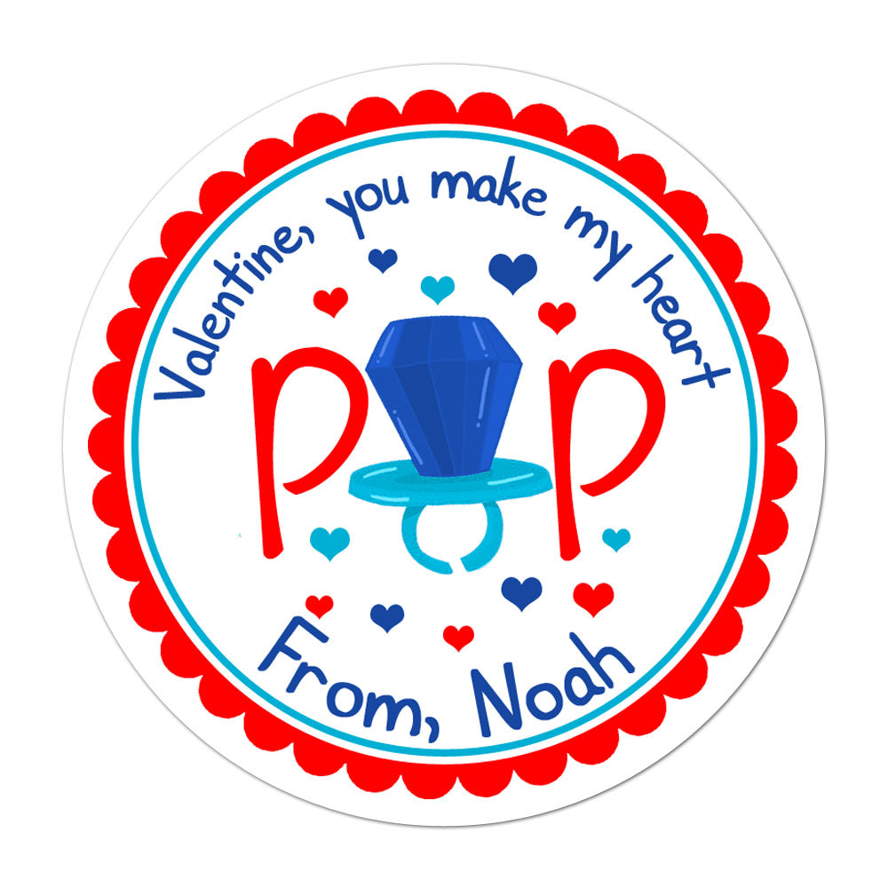 Blue Ring Pop Personalized Valentines Day Sticker
