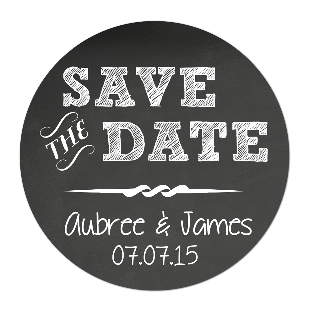 Save The Date Chalkboard Style Personalized Sticker Wedding Stickers - INKtropolis
