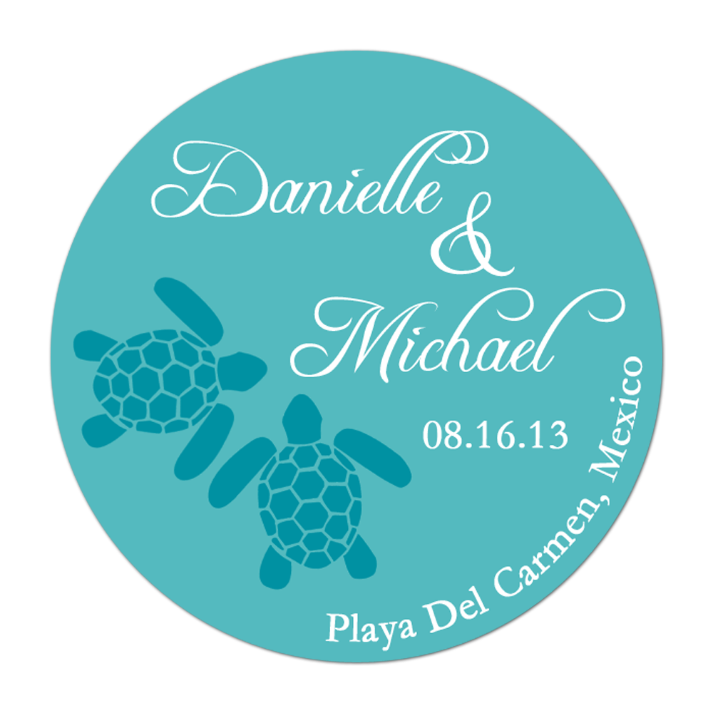 Sea Turtle Personalized Sticker Wedding Stickers - INKtropolis