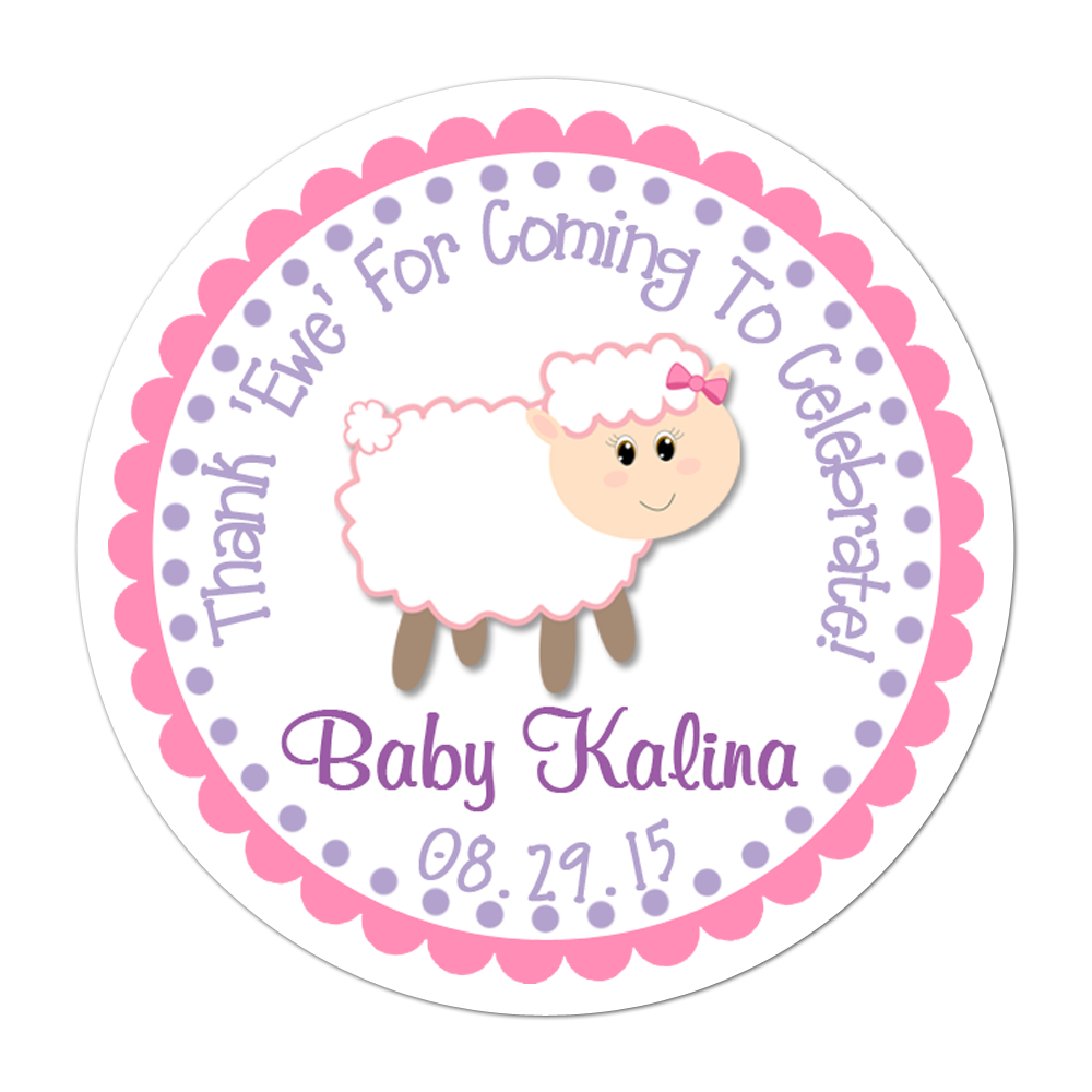 Pink Sheep Personalized Sticker Baby Shower Stickers - INKtropolis