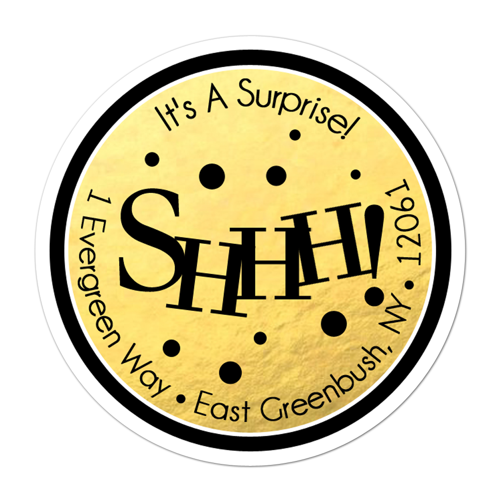 Shhh Surprise Faux Gold Foil Personalized Sticker Miscellaneous Stickers - INKtropolis