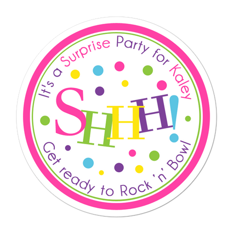 Shhh Surprise Party Personalized Birthday Favor Sticker