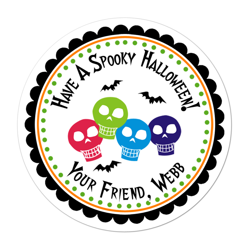 Skulls Personalized Sticker Halloween Stickers - INKtropolis