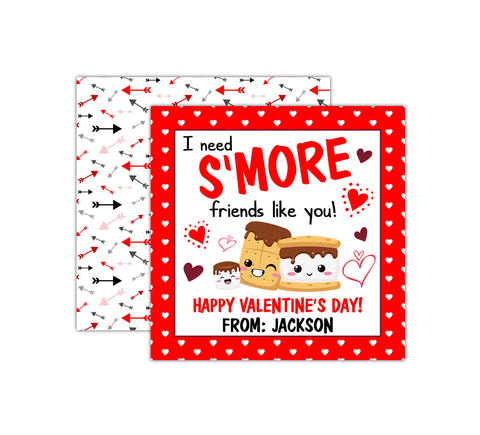 Personalized Smore Valentine's Day Tags, Valentine Cards