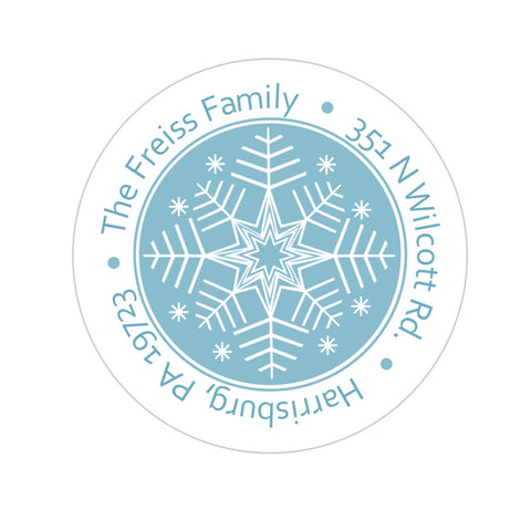 Blue Snowflake Personalized Holiday Sticker