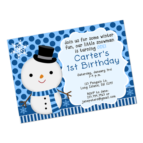 Snowman Digital Birthday Invitation