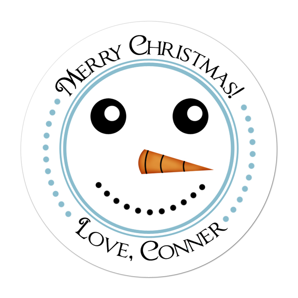 Snowman Face Personalized Sticker Christmas Stickers - INKtropolis
