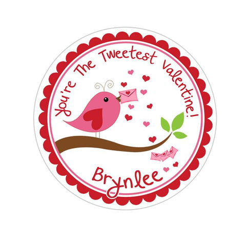 Little Song Bird Personalized Valentines Day Sticker