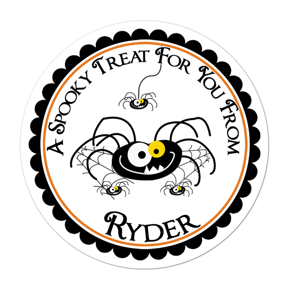 Spooky Spiders Personalized Sticker Halloween Stickers - INKtropolis