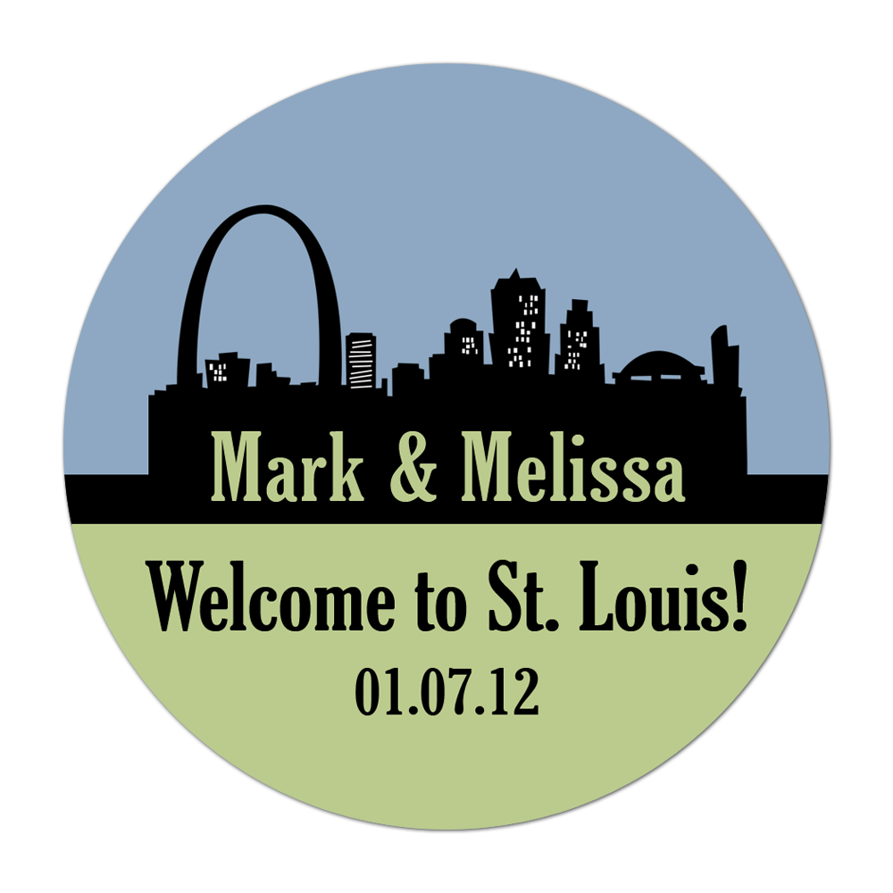 St Louis Missouri Skyline Personalized Sticker Wedding Stickers - INKtropolis