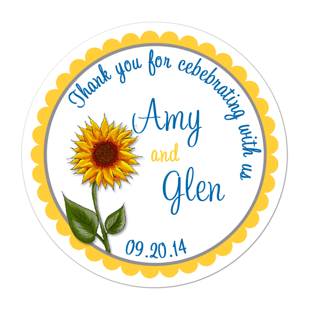 Sunflower Personalized Sticker Wedding Stickers - INKtropolis