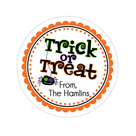 Trick Or Treat Spider Personalized Halloween Sticker