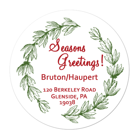 Holiday Wreath Personalized Christmas Gift Sticker