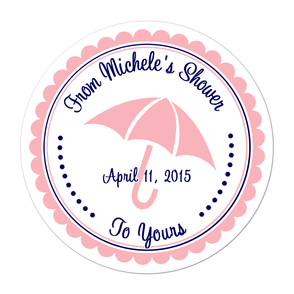 Umbrella Personalized Sticker Baby Shower Stickers - INKtropolis