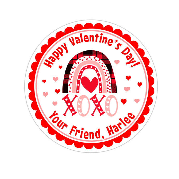 XOXO Rainbow Personalized Valentines Day Sticker