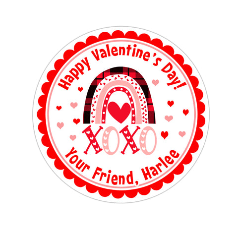 XOXO Rainbow Personalized Valentines Day Sticker
