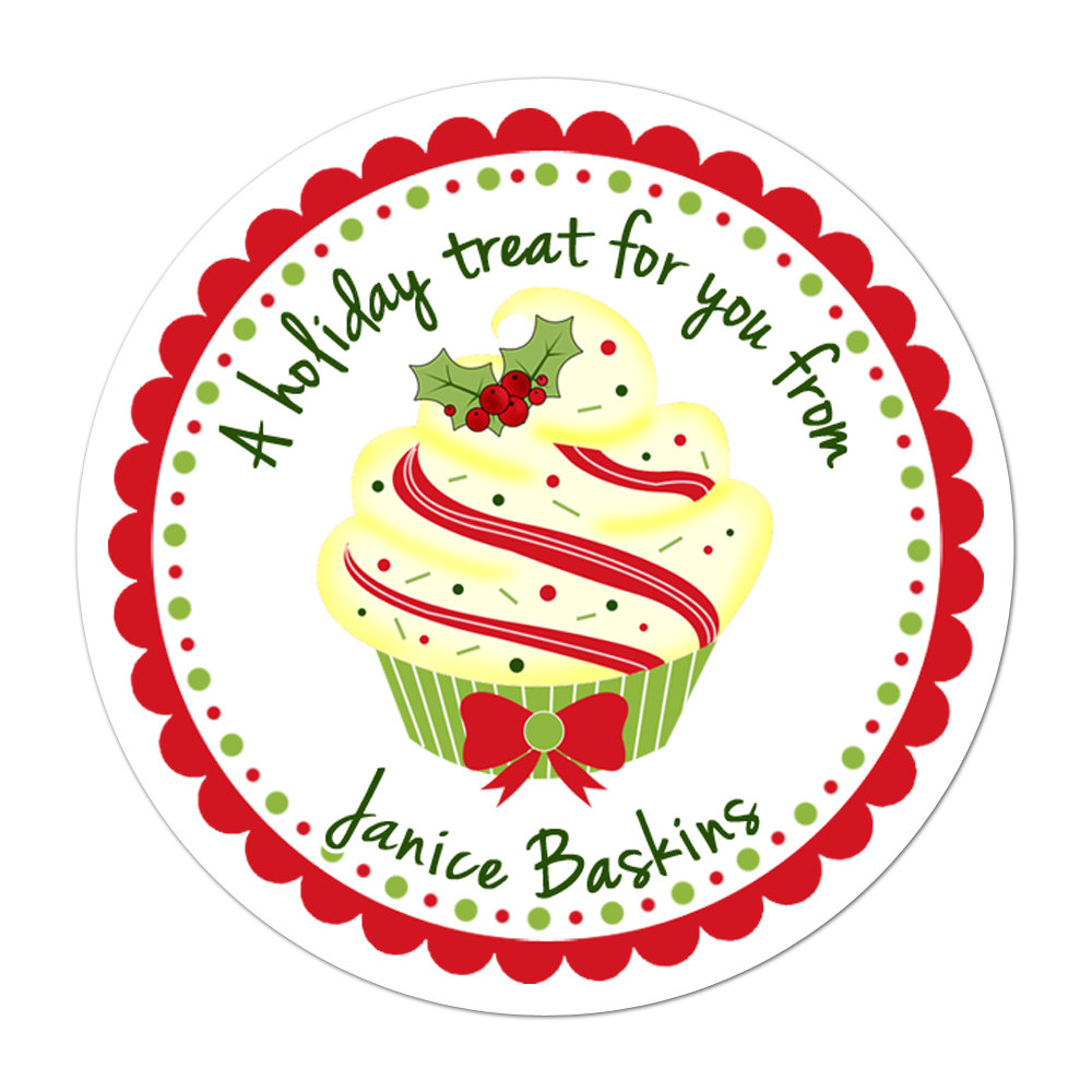 Vanilla Cupcake Personalized Sticker Christmas Stickers - INKtropolis