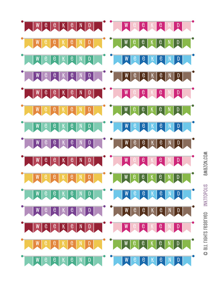 Monthly Planner Stickers Rainbow Weekend Banner Stickers Planner Labels Compatible with Erin Condren Vertical Life Planner - 30 Stickers planner sticker - INKtropolis