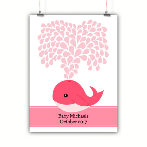 Personalized Baby Shower Guest Book Alternative - Pink Whale