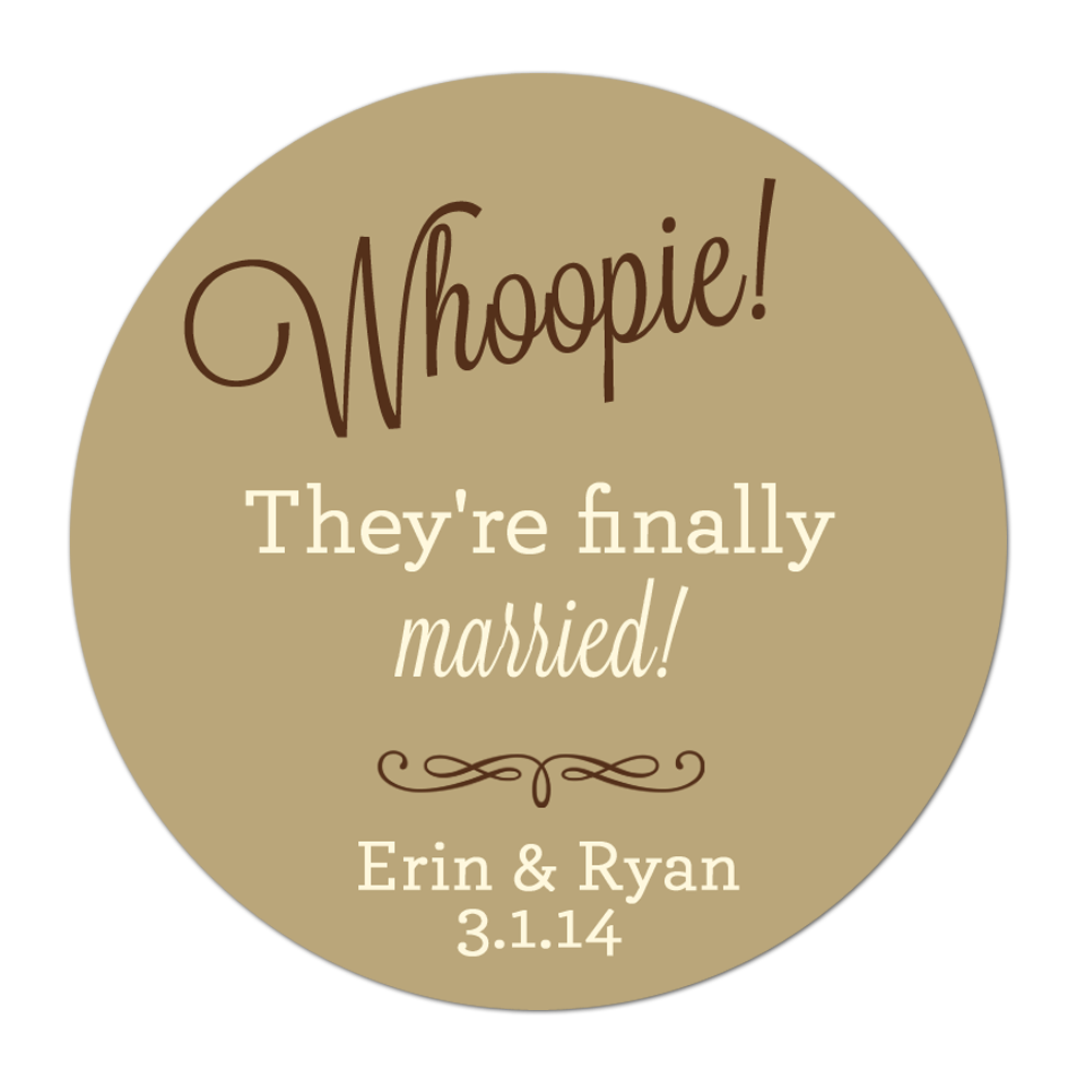 Whoopie Finally Married Personalized Sticker Wedding Stickers - INKtropolis