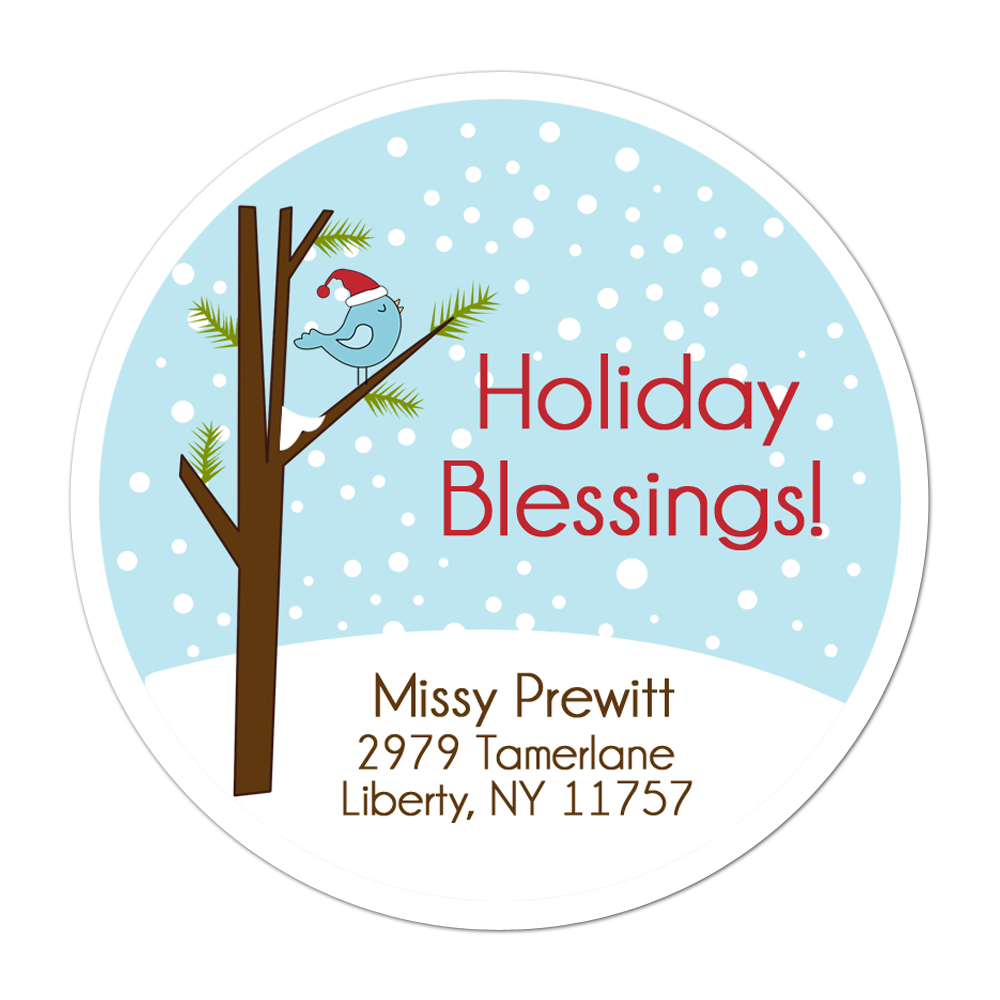 Winter Bird In Tree Personalized Sticker Christmas Stickers - INKtropolis