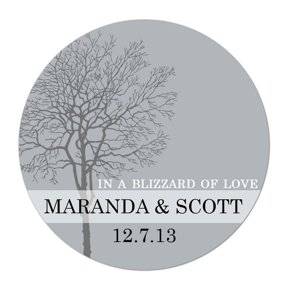 Winter Tree Personalized Sticker Wedding Stickers - INKtropolis