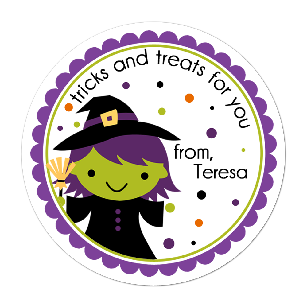 Witch Green Face Personalized Sticker Halloween Stickers - INKtropolis