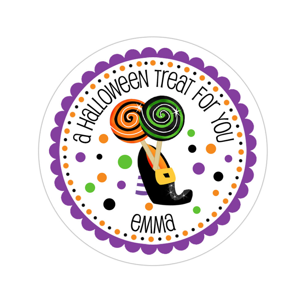 Witch Shoe With Lollipops Personalized Sticker Halloween Stickers - INKtropolis