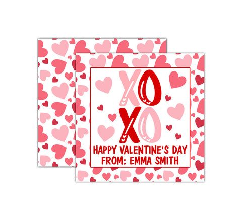 Personalized XOXO Valentine's Day Tags, Valentine Cards