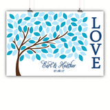 LOVE Tree - 100 Leaves Signatures - Choose Your Colors wedding guest book alternative - INKtropolis
