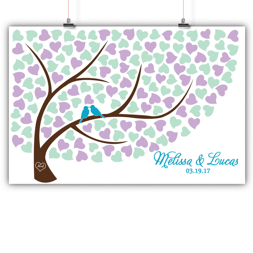 Wedding Tree Guest Book Alternative Poster, Print, Framed or Canvas - Wedding Tree Heart Leaves - 150 Signatures wedding guest book alternative - INKtropolis