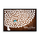 Wedding Tree Guest Book Alternative Poster, Print, Framed or Canvas - Wedding Tree Heart Leaves - 150 Signatures - Rustic Wood Background wedding guest book alternative - INKtropolis