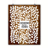 Wedding Tree Guest Book Alternative Poster, Print, Framed or Canvas - LOVE Vine - 200 Signatures Rust Wood Background wedding guest book alternative - INKtropolis