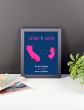 Best Friend Christmas Gift, Long Distance Relationship Map, Print, Framed or Canvas map - INKtropolis