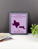 Grandparent's Day Gift, Long Distance Relationship Map, Grandma, Grandpa, Print, Framed or Canvas map - INKtropolis
