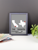 Father's Day Christmas Gift, Long Distance Relationship Map, Father and Son, Daughter, Print, Framed or Canvas map - INKtropolis