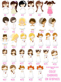 Communion Girl Pink Diamond Pattern Wide Border Personalized Sticker Birthday Stickers - INKtropolis