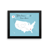 Mother's Day Gift Christmas Gift, Birthday Long Distance Relationship Map, Mother and Daughter, Son, Print, Framed or Canvas map - INKtropolis