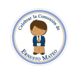 Communion Boy Personalized Sticker Birthday Stickers - INKtropolis