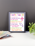 Gods 10 Commandments for Kids, Religious Poster, Print, Framed or Canvas other art - INKtropolis